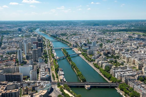 City view with bridges over the Seine