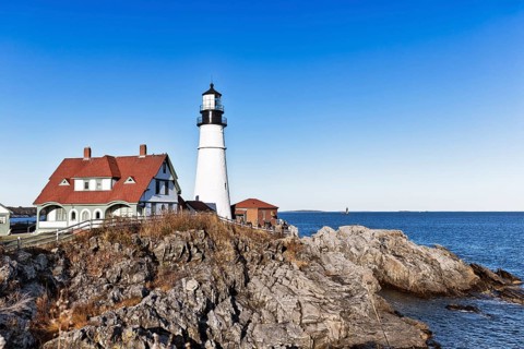 Lighthouse on rocky coast