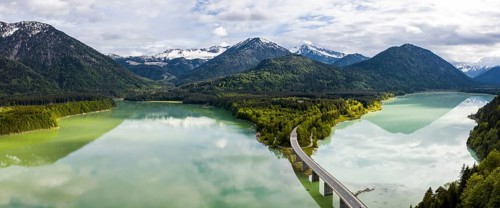 Sylvenstein lake and Faller-Klamm bridge