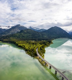 Sylvenstein lake and Faller-Klamm bridge