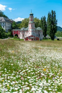 Flower meadow in front of the monastery St. Karl