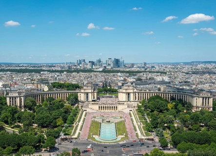 View from the Eiffel Tower to the Jardins du Trocadero