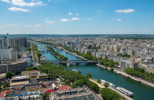 City view with river Seine and bridges