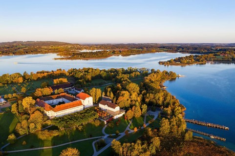 Old castle Herrenchiemsee in the morning light
