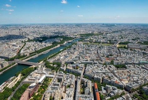 City view with the river Seine
