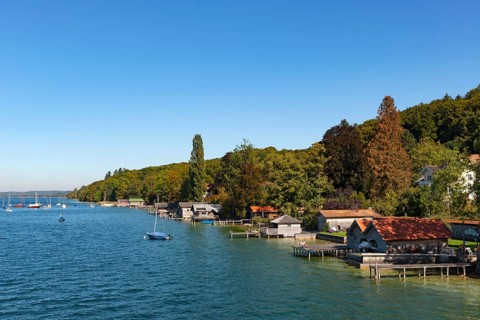Boathouses at Lake Starnberg near Leoni