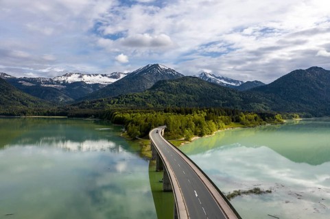 Sylvenstein lake and Faller-Klamm bridge