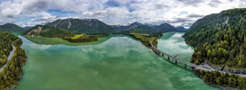 Sylvenstein lake and Faller-Klamm bridge