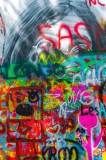 Colourful graffiti on the John Lennon Wall