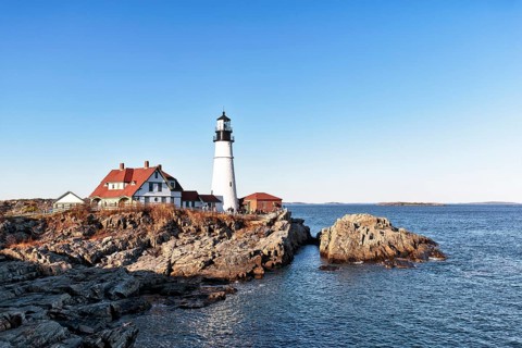 Lighthouse on rocky coast