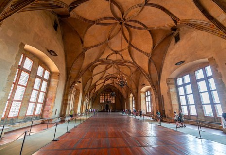 Medieval hall with ribbed vault