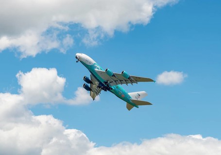 Airbus A380 long-haul aircraft taking off