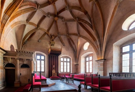Medieval room with ribbed vault
