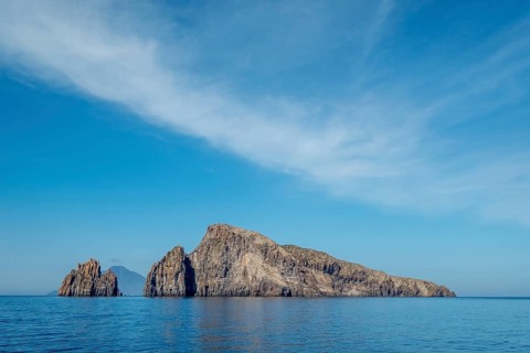 Isola di Basiluzzo with rock Scoglio Spinazzola