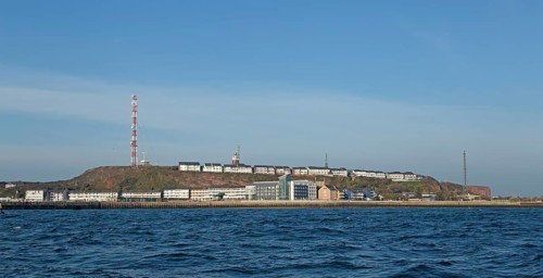 View from the sea to Upper Land and Lower Land