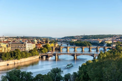 City view with bridges over the Vltava River