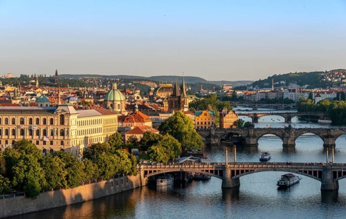 City view with bridges over the Vltava River