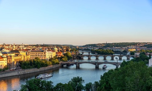 City view with bridges over the Vltava River