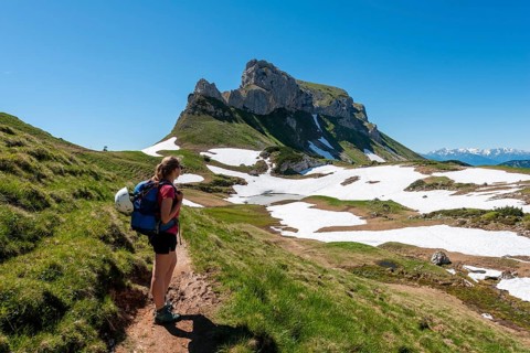 Young woman on a hiking trail