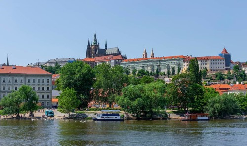 St Vitus Cathedral with Prague Castle on the Vltava River