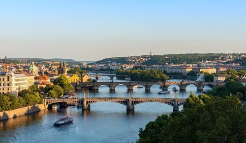 City view with bridges over the Vltava River