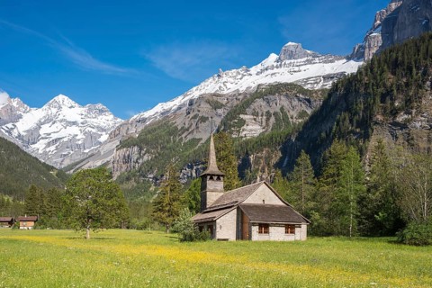 St. Mary's Church with Blueemlisalp