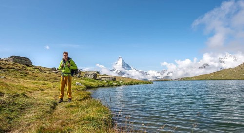 Hiker at Lake Stellisee