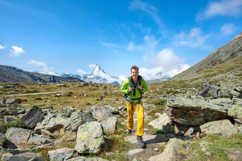 Hiker on 5 lakes Hiking trail