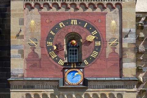 Astronomical clock at the tower of the church St. Michael