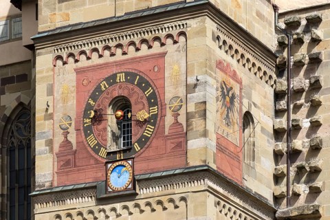 Astronomical clock at the tower of the church St. Michael