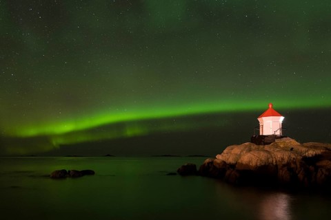 Northern Lights via lighthouse