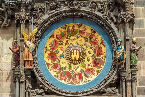 Calendar disc of the astronomical clock at the Old Town Hall