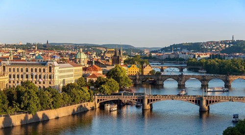 City view with bridges over the Vltava River