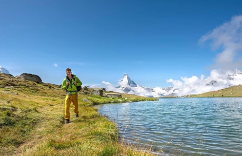 Hiker at Lake Stellisee