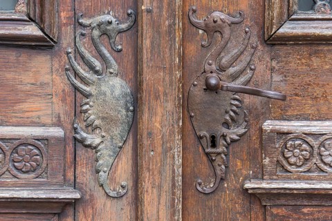 Historical door fittings in the old town
