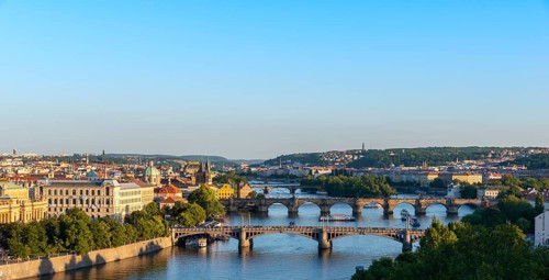 City view with bridges over the Vltava River