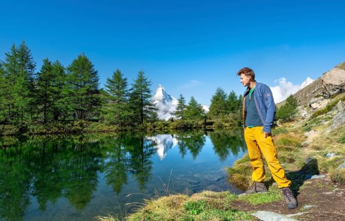 Hiker on Lake Grindij