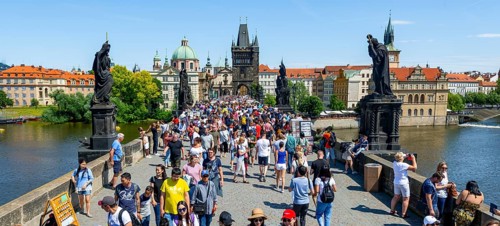 Crowd on Charles Bridge