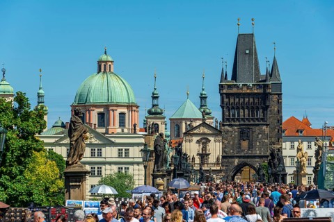 Crowd on the Charles Bridge
