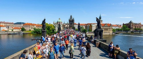 Crowd on Charles Bridge
