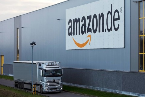 Trucks in front of Amazon logistics centre