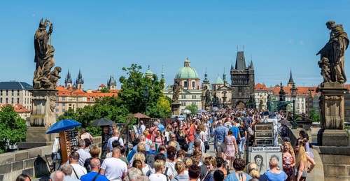 Crowd on the Charles Bridge