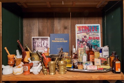 Pharmaceutical Mortar and Pestle on shelf