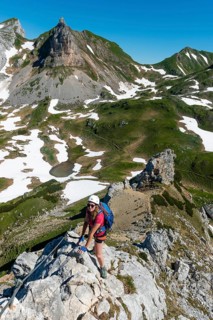 Young woman climbing