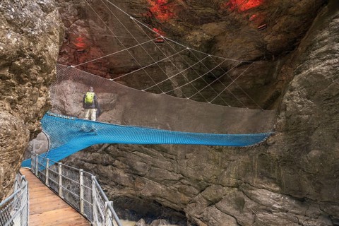 Glacier gorge Grindelwald with net construction Spiderweb