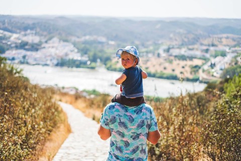 Father walking with his son