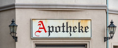 Sign pharmacy in old German print