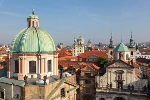 City view with dome of the Church of the Holy Cross