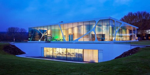 Glass Cube during blue hour