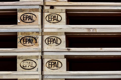 Stacked euro pallets with EPAL mark